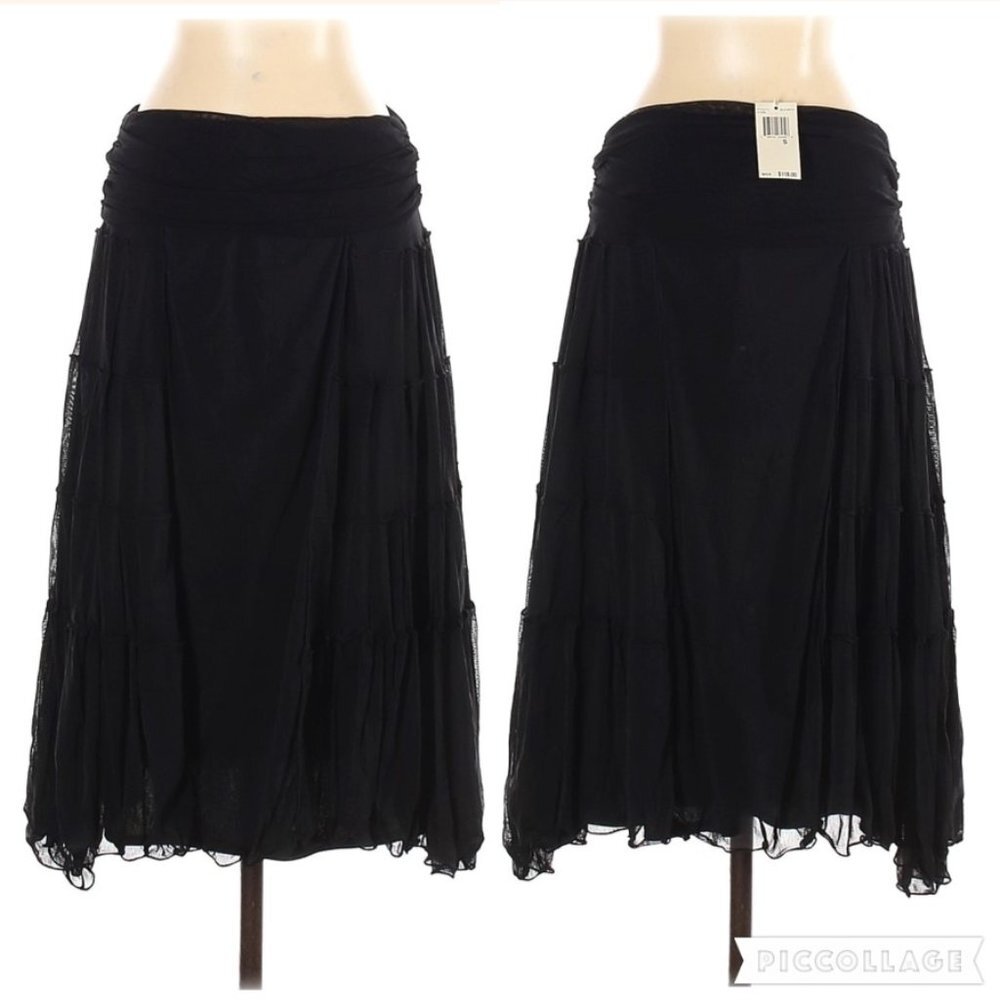 Max Studio Black Chiffon Midi Skirt
